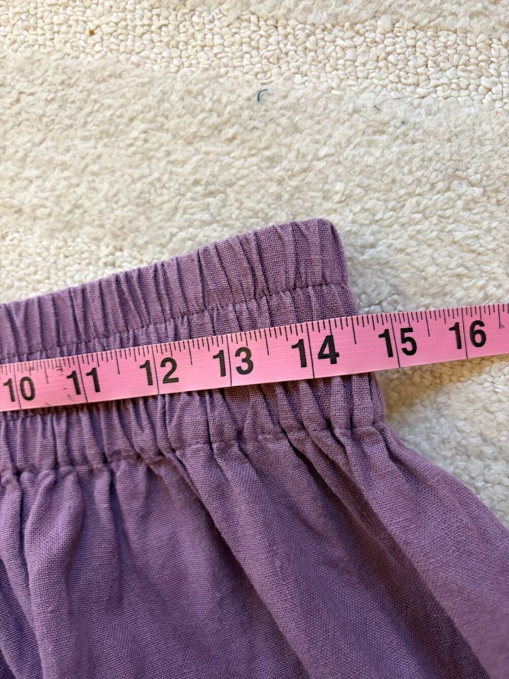 notPERFECTLINEN SION gathered linen skirt in Dusty Lavender M/L 28 inch long - Picture 5 of 7